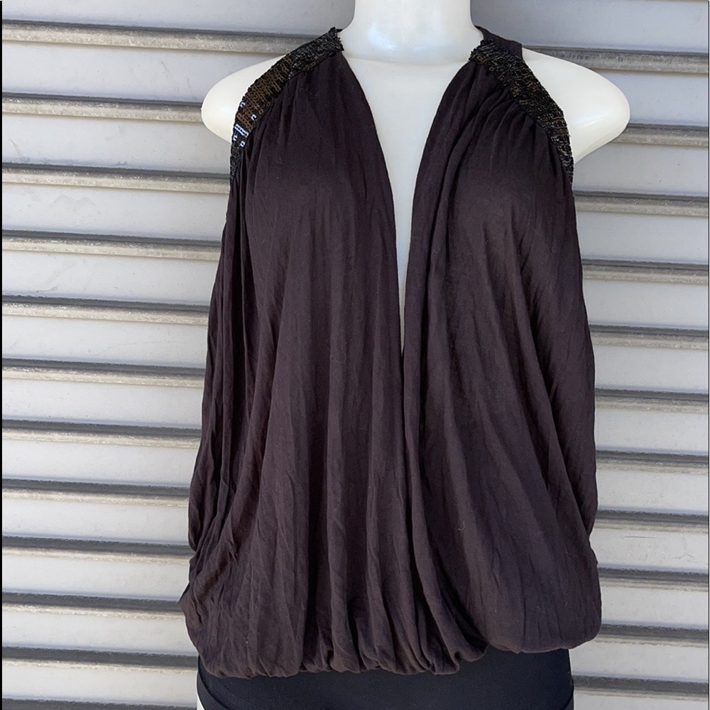 Sirens Black Sleeveless Sequence Top Size L
